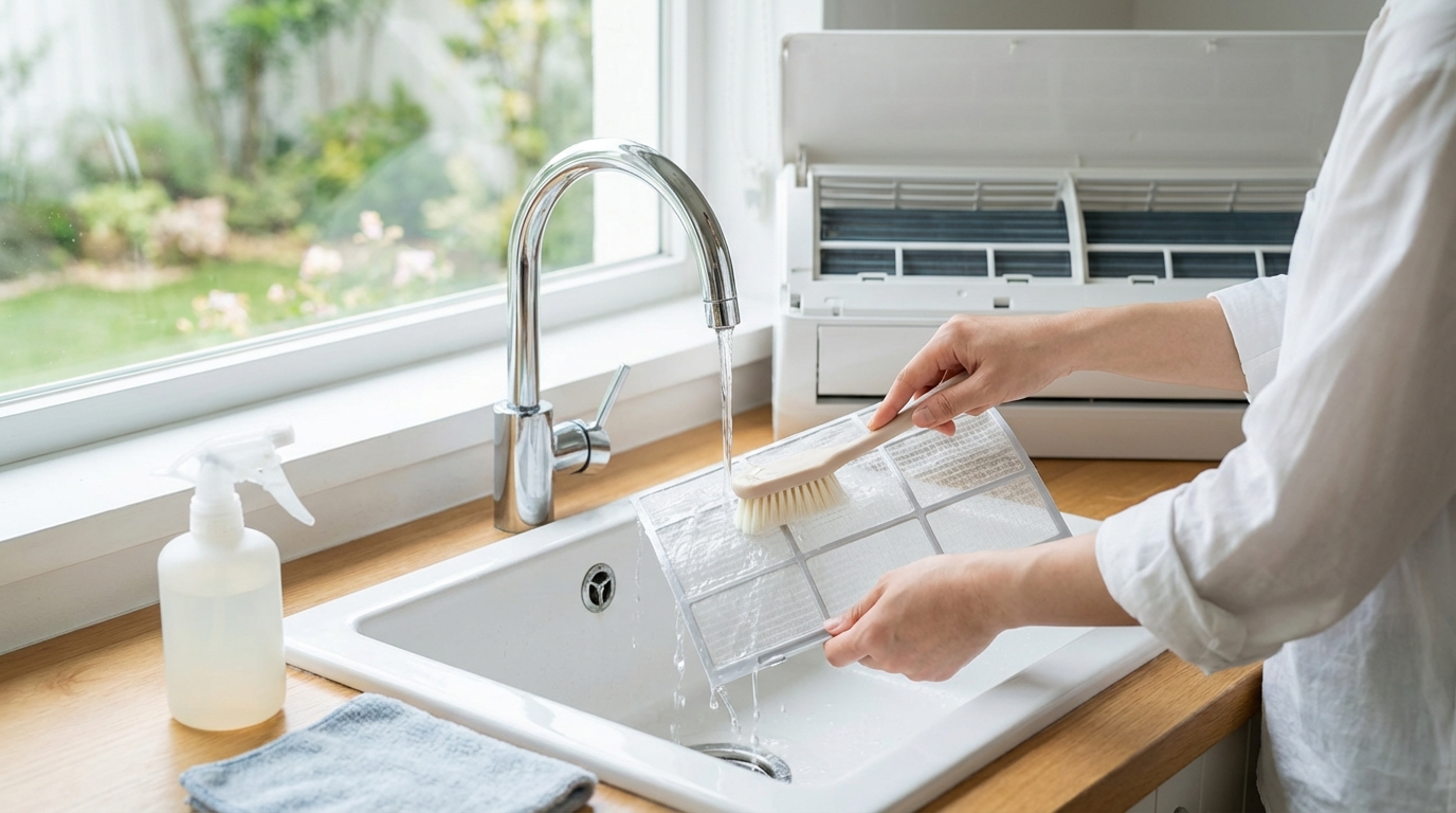 에어컨 청소 방법 - Step 2: 필터 세척