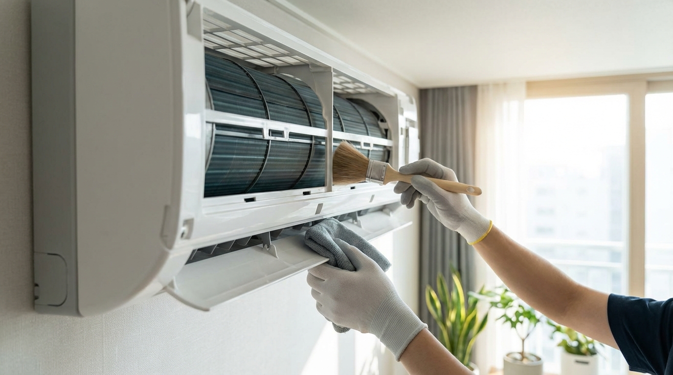 에어컨 청소 방법 - Step 4: 송풍팬 및 루버 청소