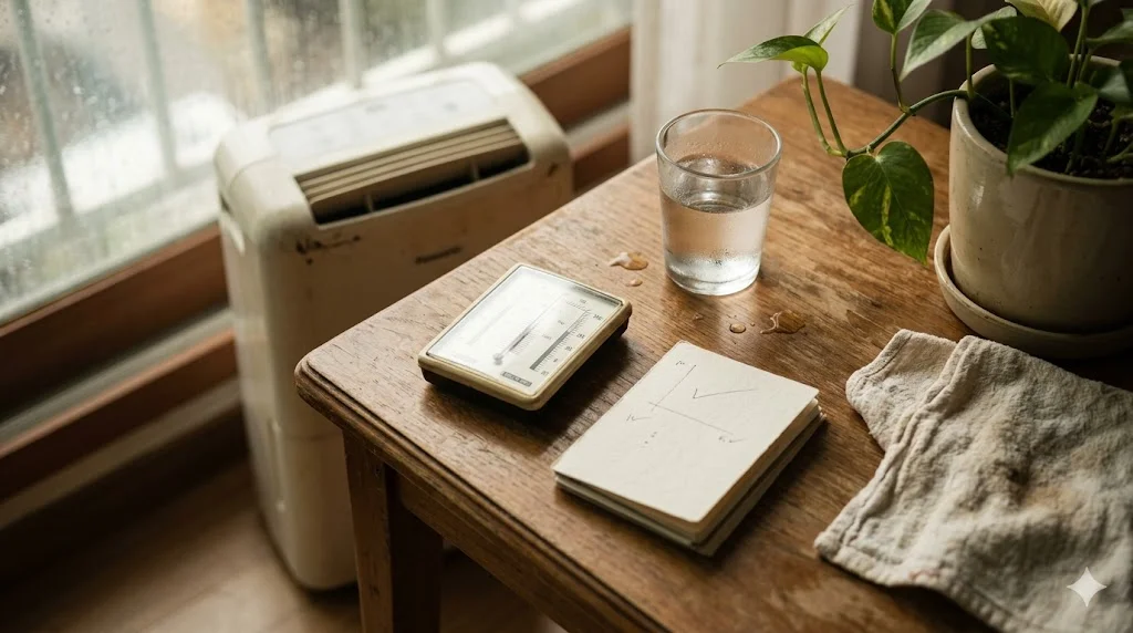 장마철 습기 제거 방법 — 실내 습도 측정 — 기준 없이는 관리 불가 관련 설명 이미지