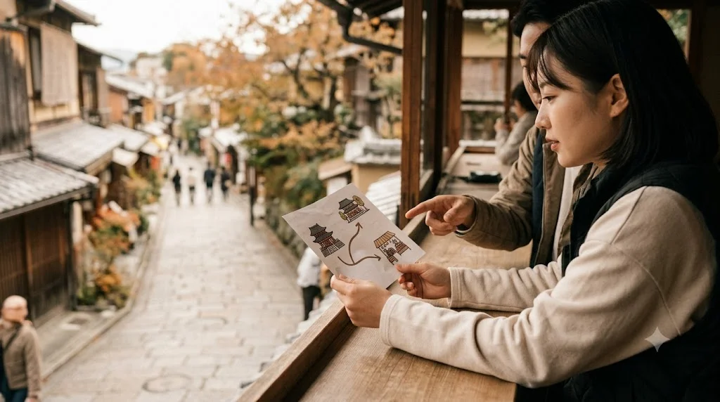 오사카 교토 나라 3일 — 2일차 자유일정 — 두 갈래 선택 관련 설명 이미지